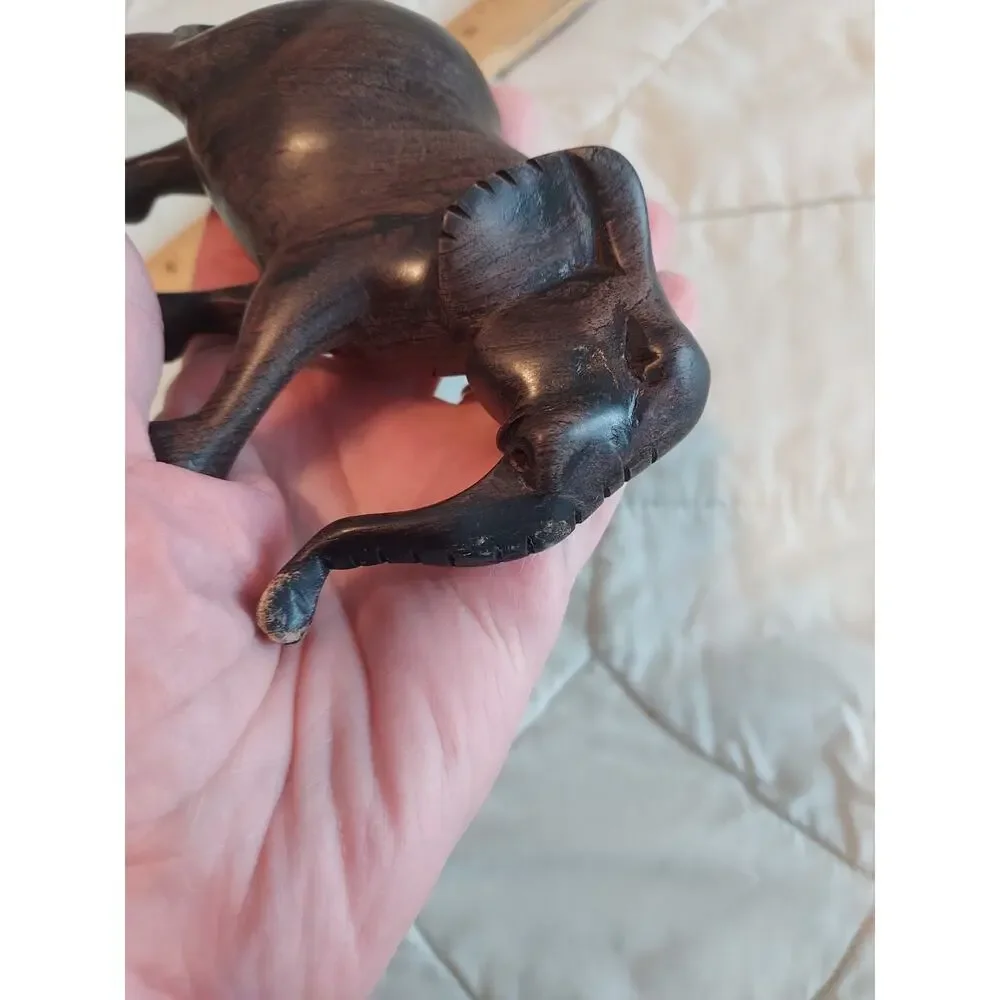 Ironwood Elephant Figurine Carved 5 inches long heavy well made EUC